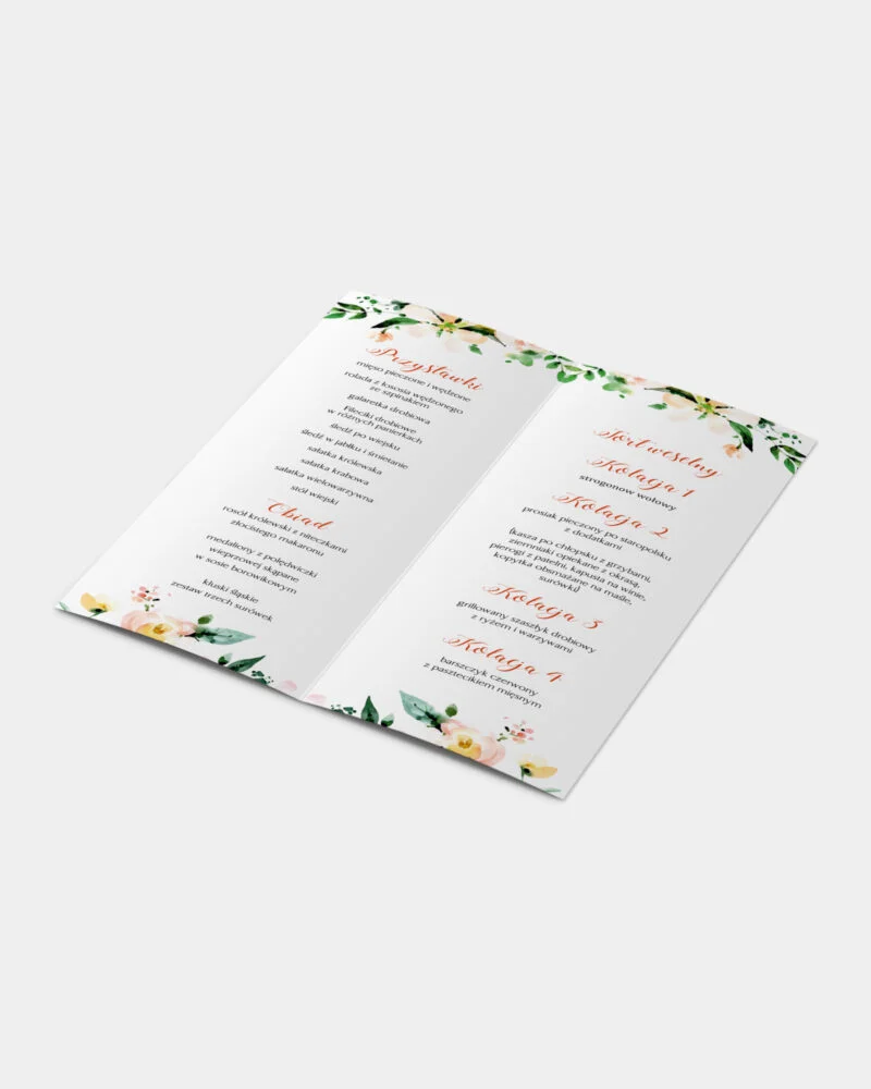 Menu Obrączki i Kwiaty A4 do DL Inside