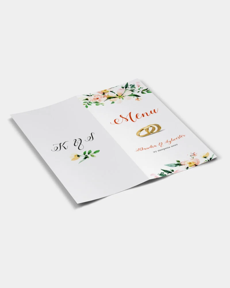 Menu Obrączki i Kwiaty A4 do DL Front