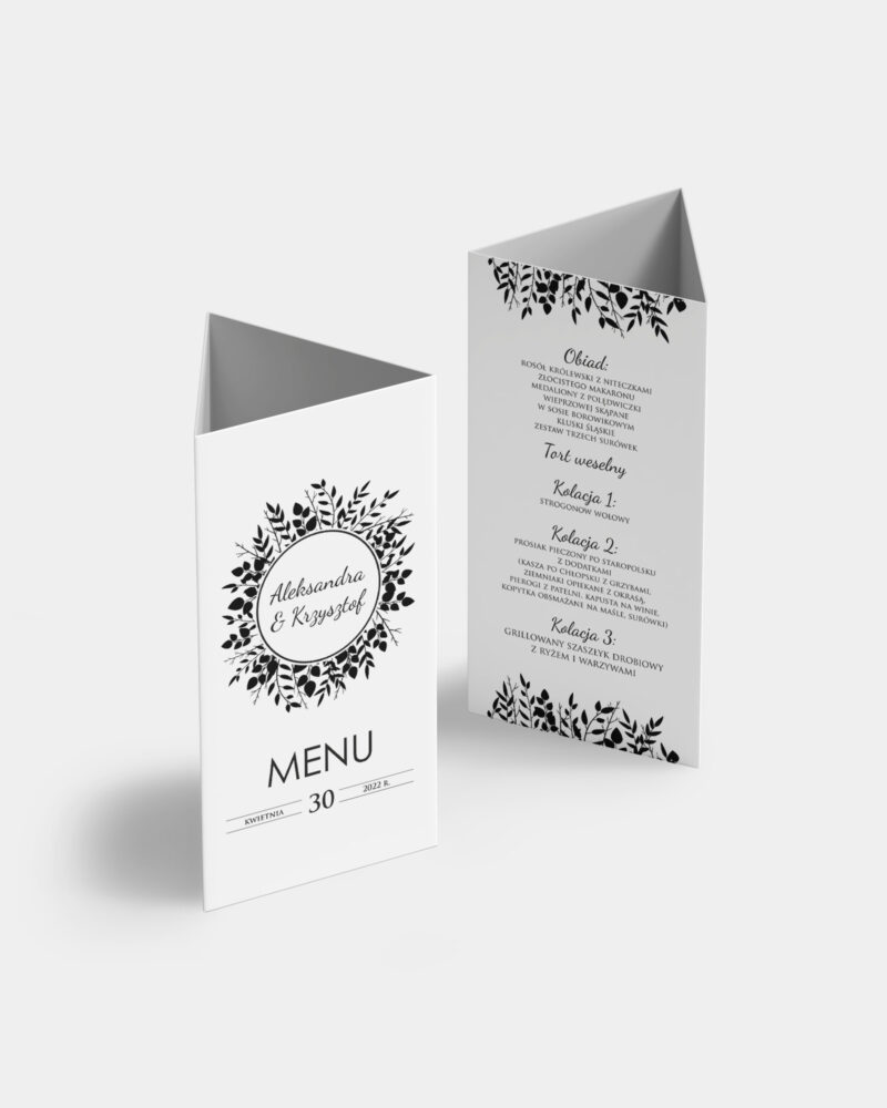 Menu Błyszczące Gałązki A4 namiot