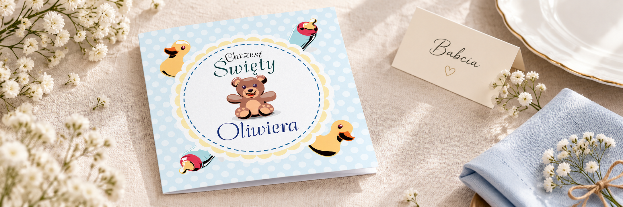Baby Bear — aranżacja zaproszenia na chrzest 1