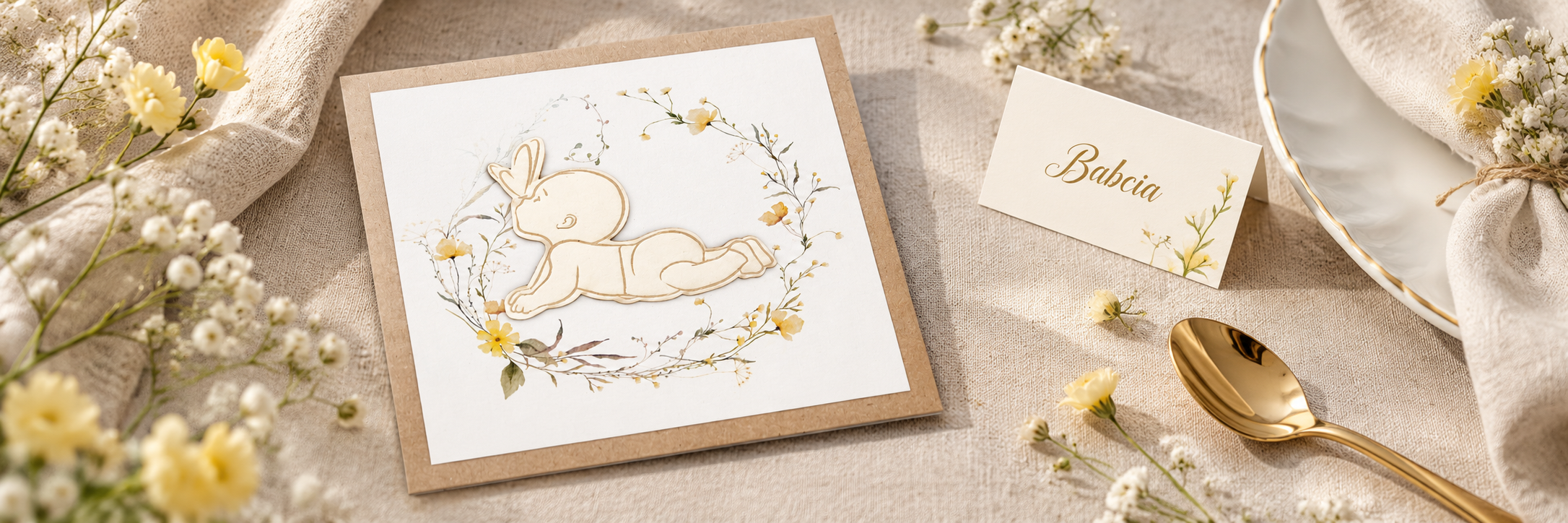 Butterfly Baby Gold — aranżacja zaproszenia na chrzest 1