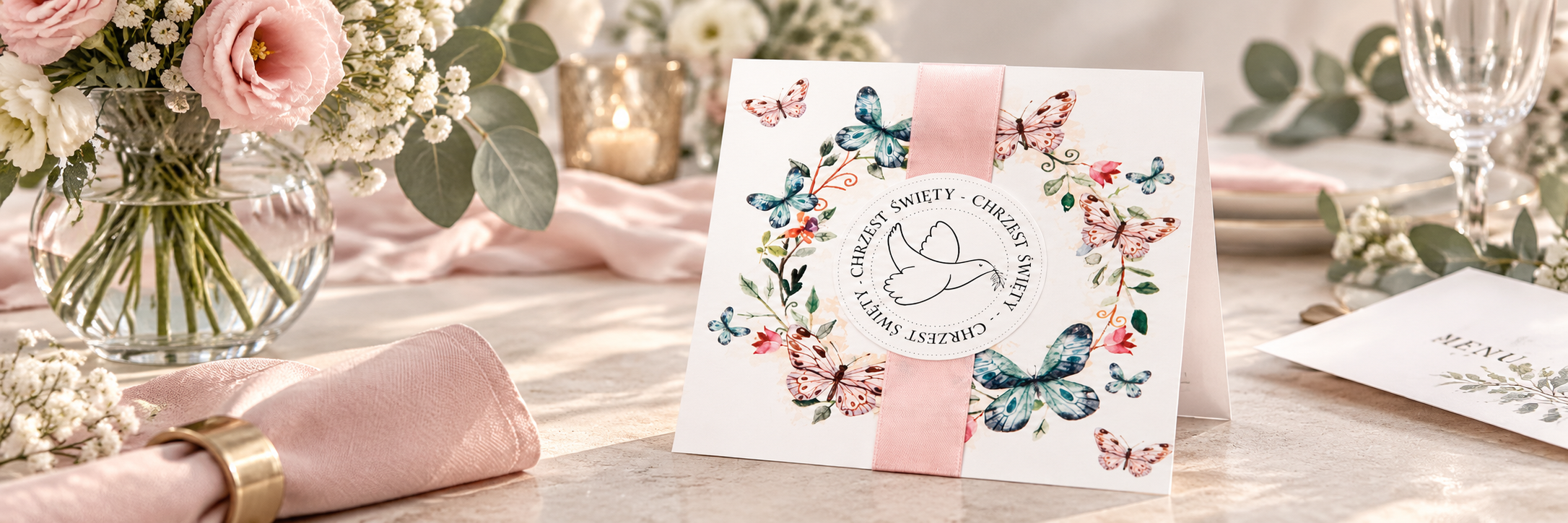 Butterfly Frame — aranżacja zaproszenia na chrzest 2
