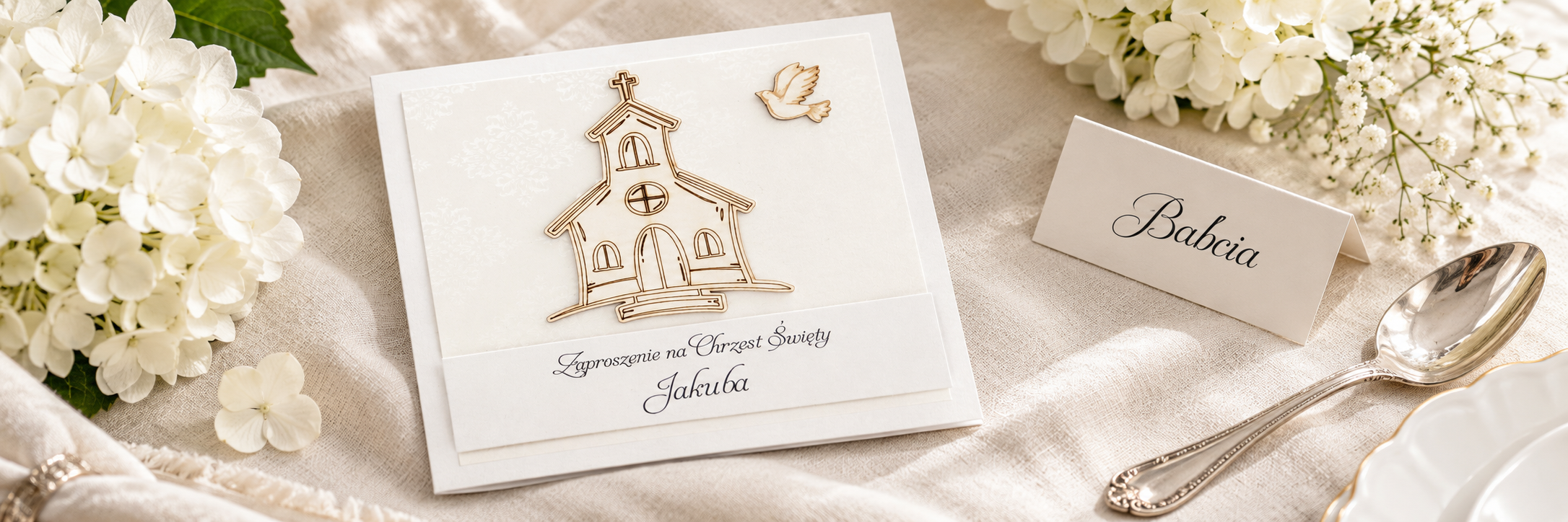 Dove Church — aranżacja zaproszenia na chrzest 1