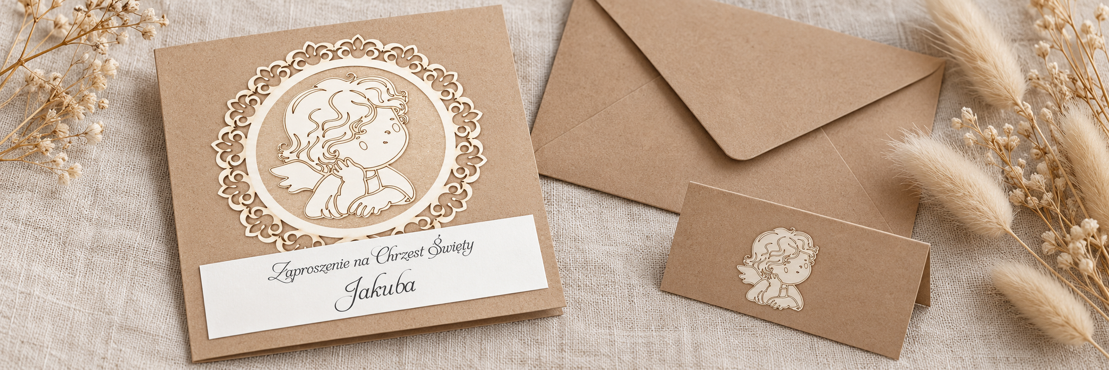 Little Angel Eko — aranżacja zaproszenia na chrzest 1