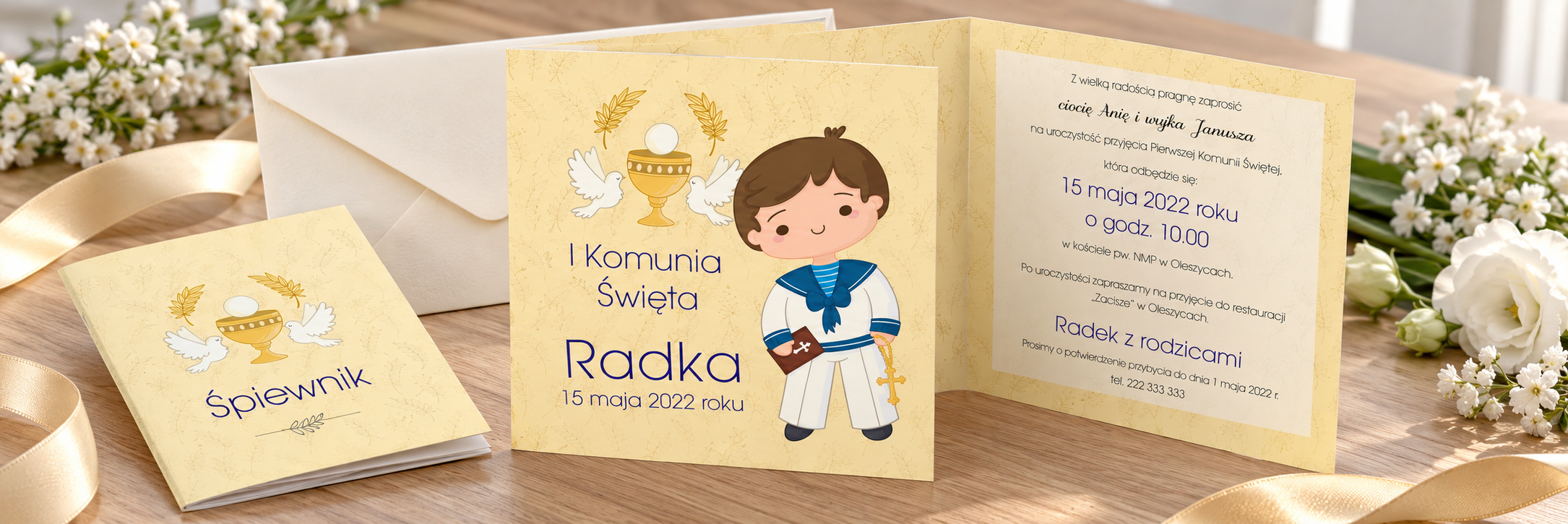 Rosary for Boy — aranżacja zaproszenia 1