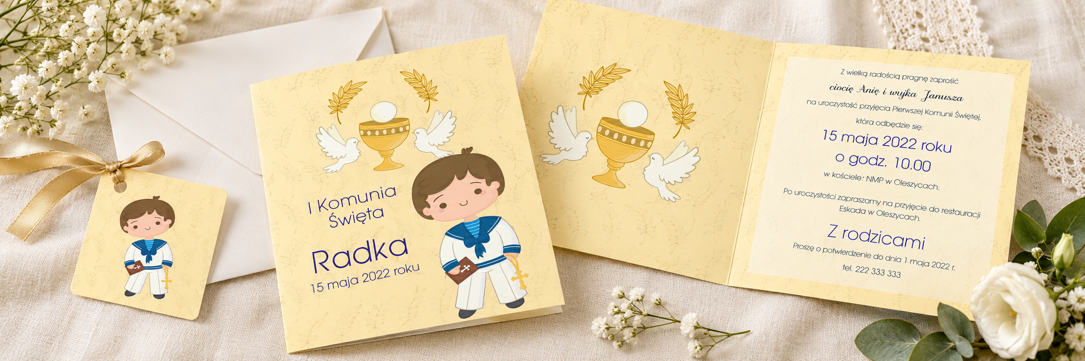 Rosary for Boy — aranżacja zaproszenia 2