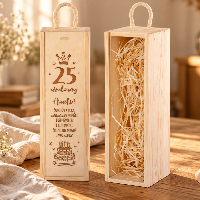 Skrzynki na alkohol — aranżacja graweru
