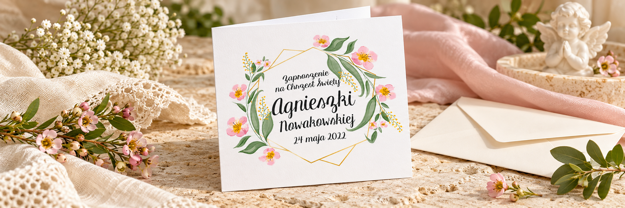 Urocze Kwiatuszki — aranżacja zaproszenia 1