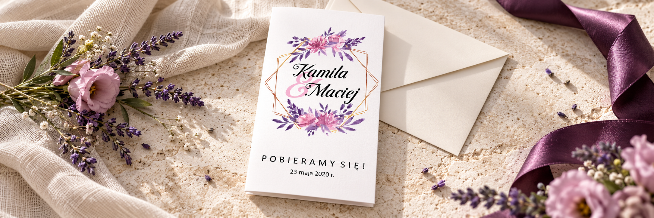 W Odcieniach Fioletu — aranżacja zaproszenia 1